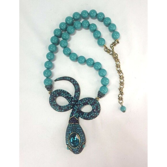 HEIDI DAUS Mystical Snake Swarovski Crystal Necklace 25" Egyptian Revival Swifty - Picture 3 of 12